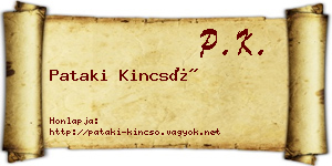 Pataki Kincső névjegykártya